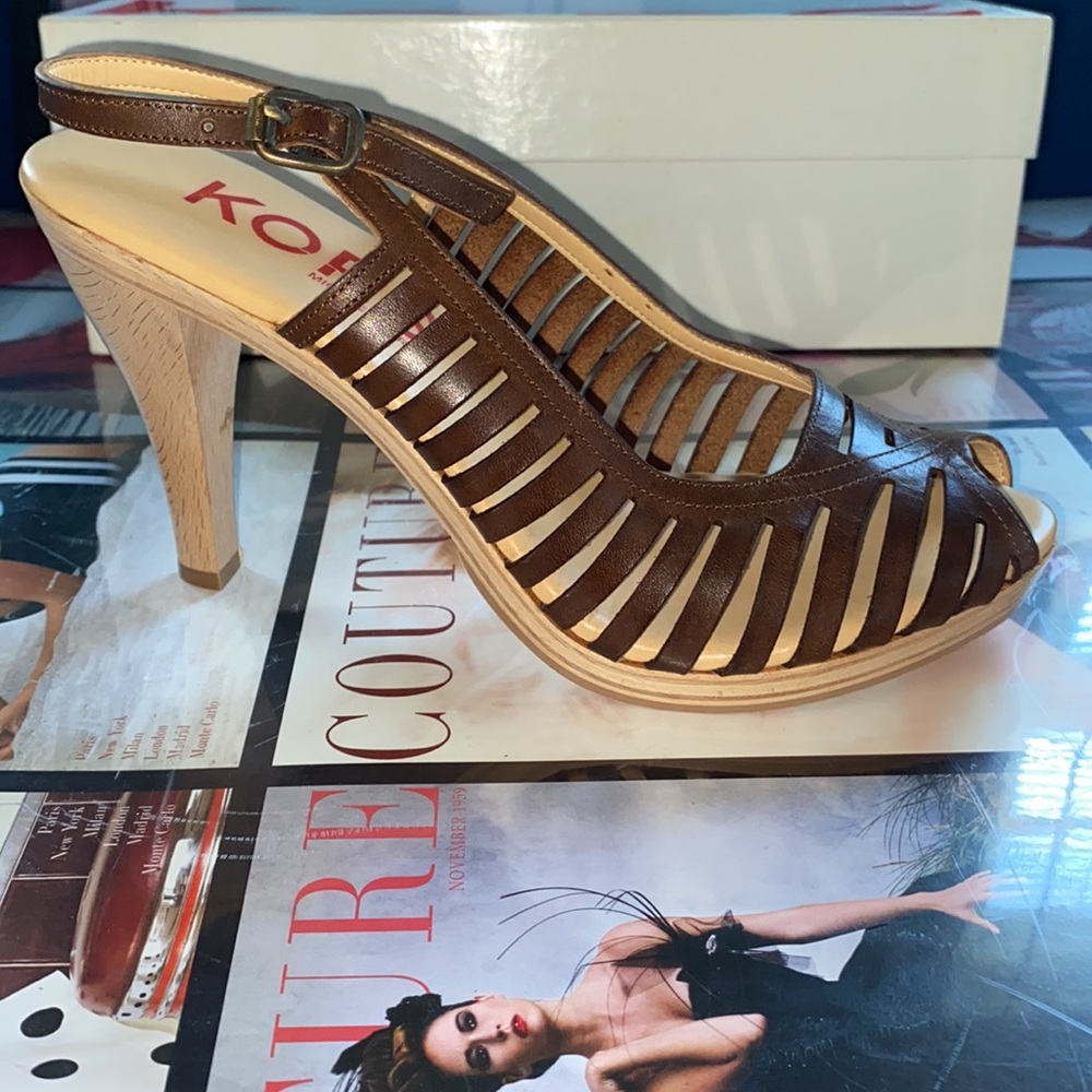 Michael Kors Sling Back Dark Brown heel sandal 7 - Picture 3 of 6
